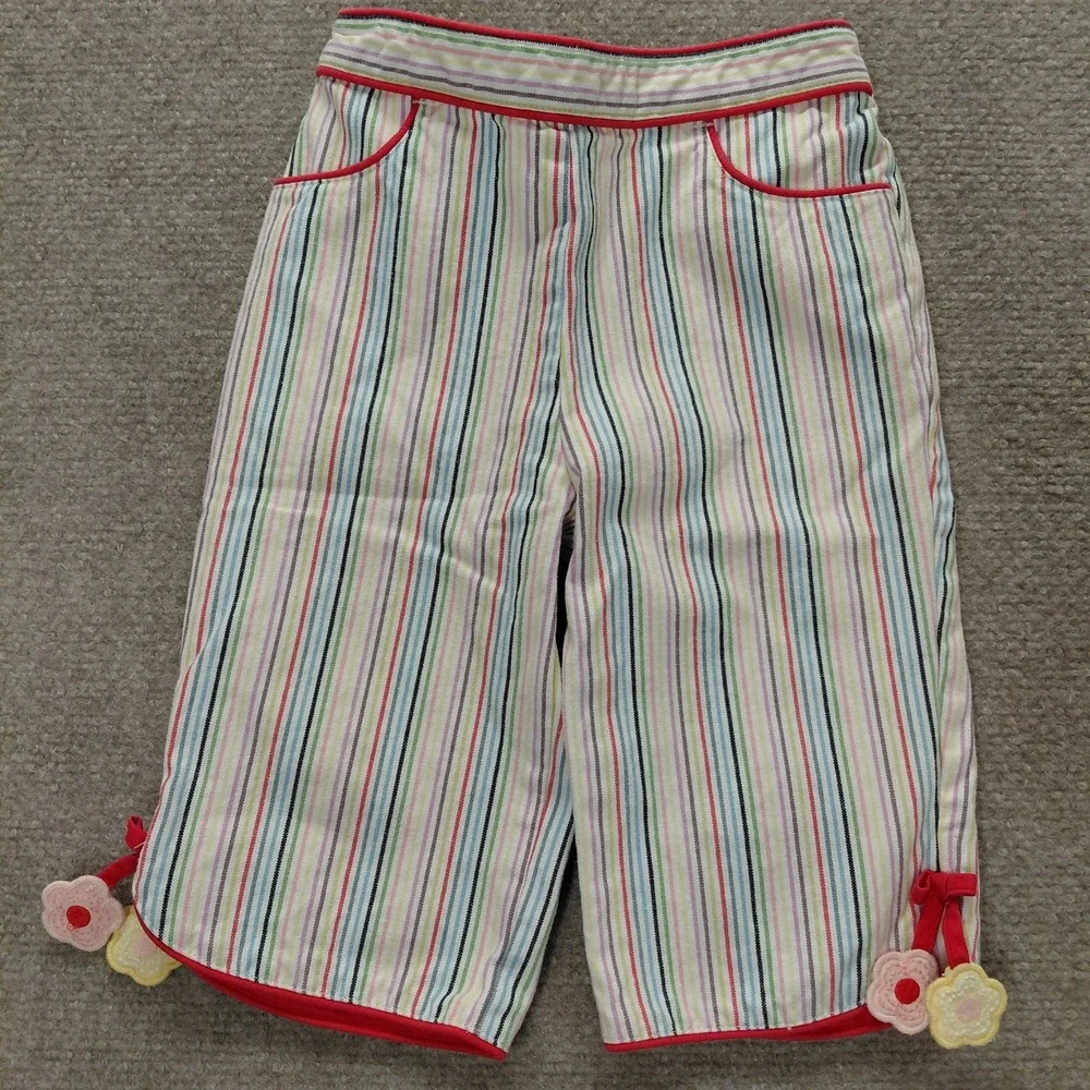 Gymboree Cotton Cropped Multi Colorful 70s Style Girl Size 4 Pants Rainbow *flaw